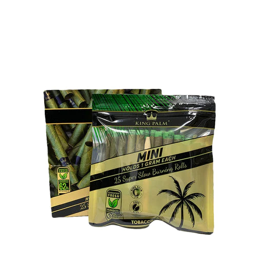 KING PALM 25PK MINI ROLLS W/BOVEDA 8CT BX