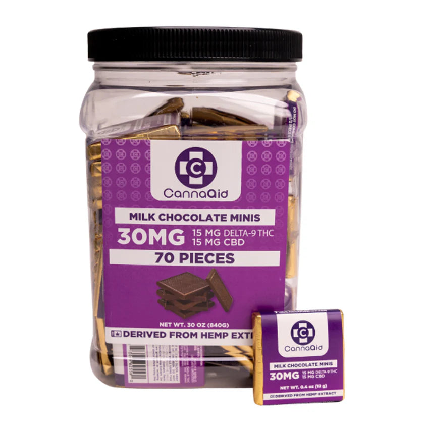 CANNAAID 30MG CHOCOLATE MINI SQUARES 70CT