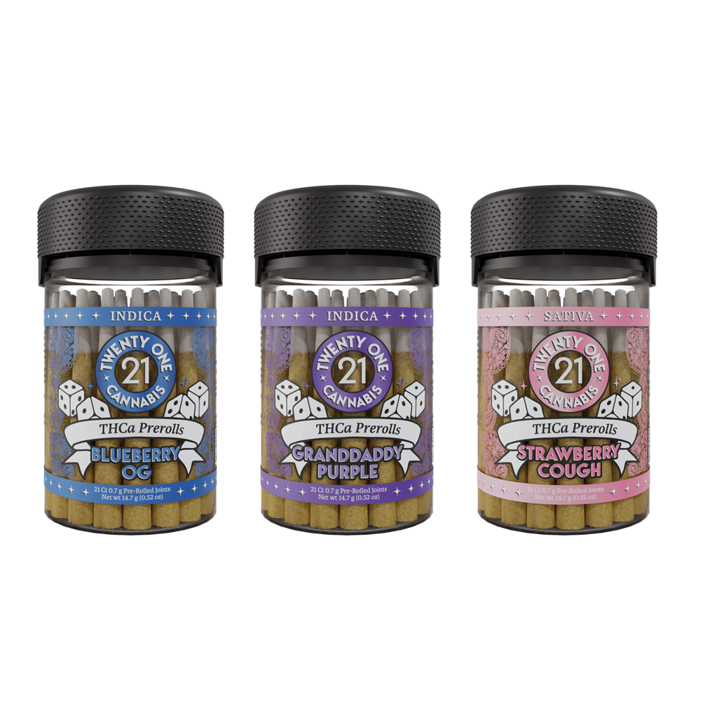Twenty One Cannabis THC-A Pre-Rolls Jar, 15g