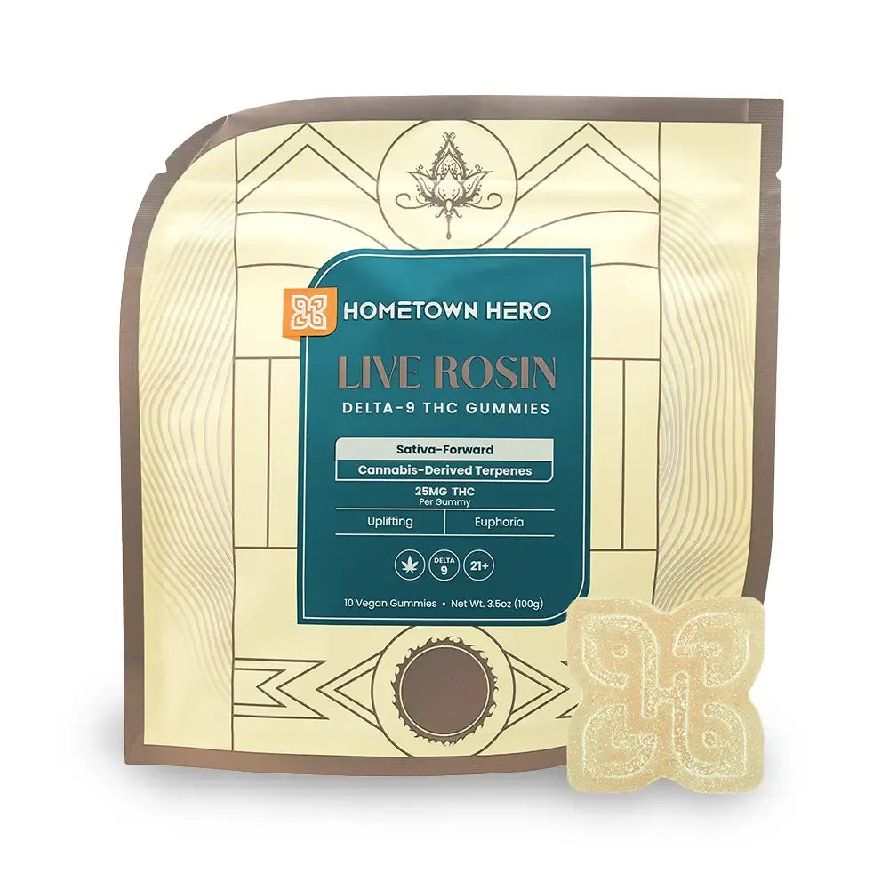 HOMETOWN HERO 25MG STRAIN LIVE ROSIN - 10CT