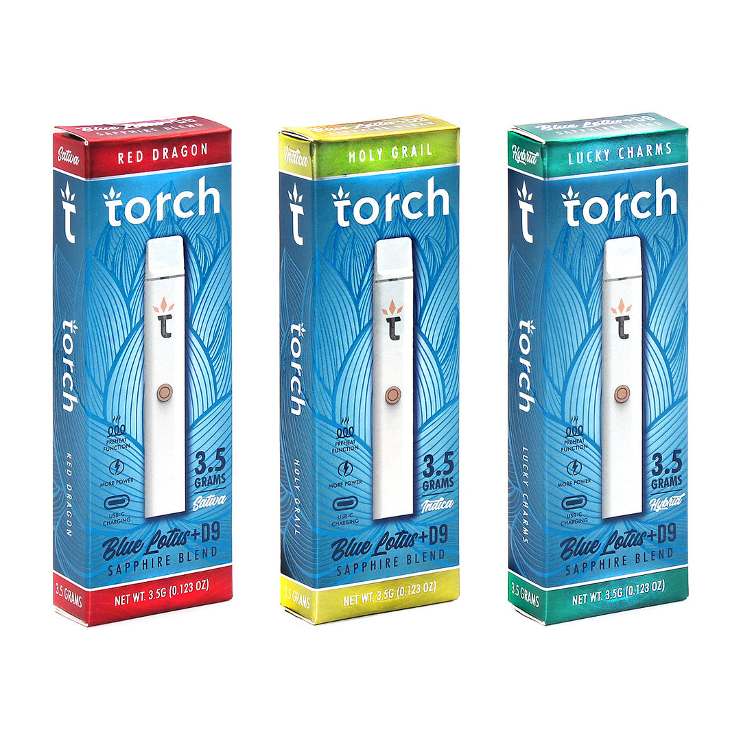 Torch Blue Lotus + D9 Sapphire Blend Disposable, 3.5g/5CT
