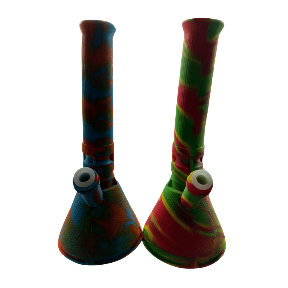 Silicone Beaker Water Pipe with Wood Texture