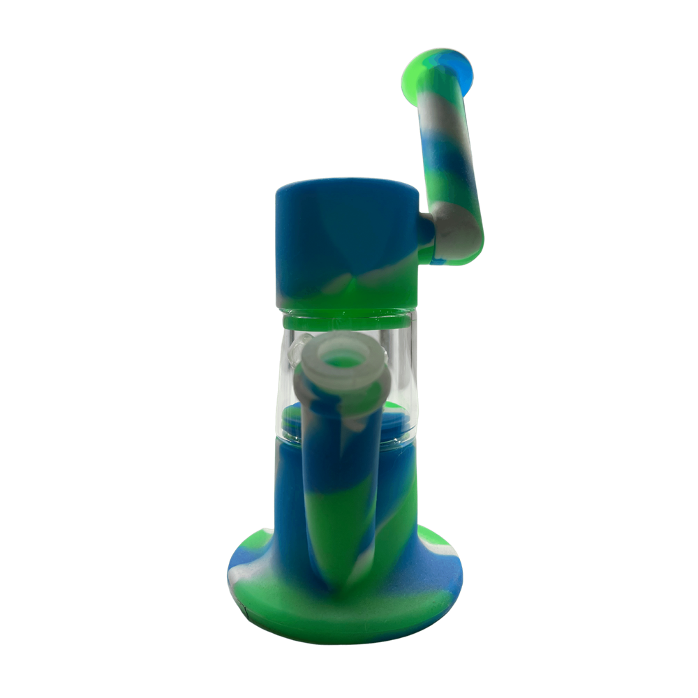 Silicone Cylinder Water Pipe with Glass Chamber and Angle Mouthpiece