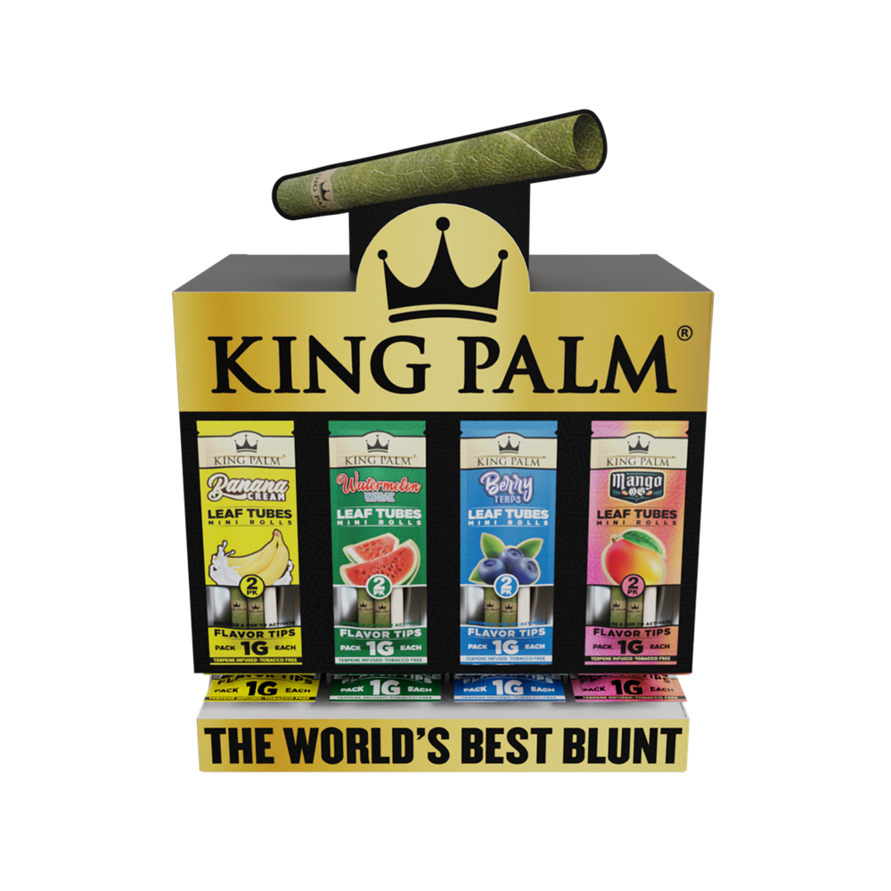 King Palm Flavored Mini Rolls Dispenser Display, 2pk/80CT