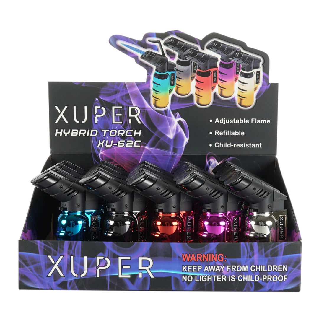 XUPER MINI CHROME HYBRID TORCH - 20CT DISPLAY