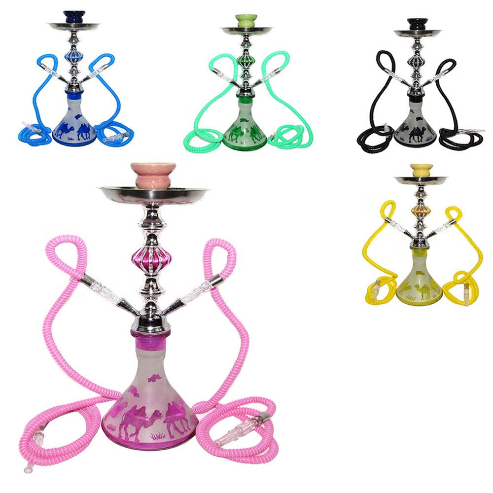 Zebra Smoke Camel 17 Inch Double Hose Hookah - Assorted Colors