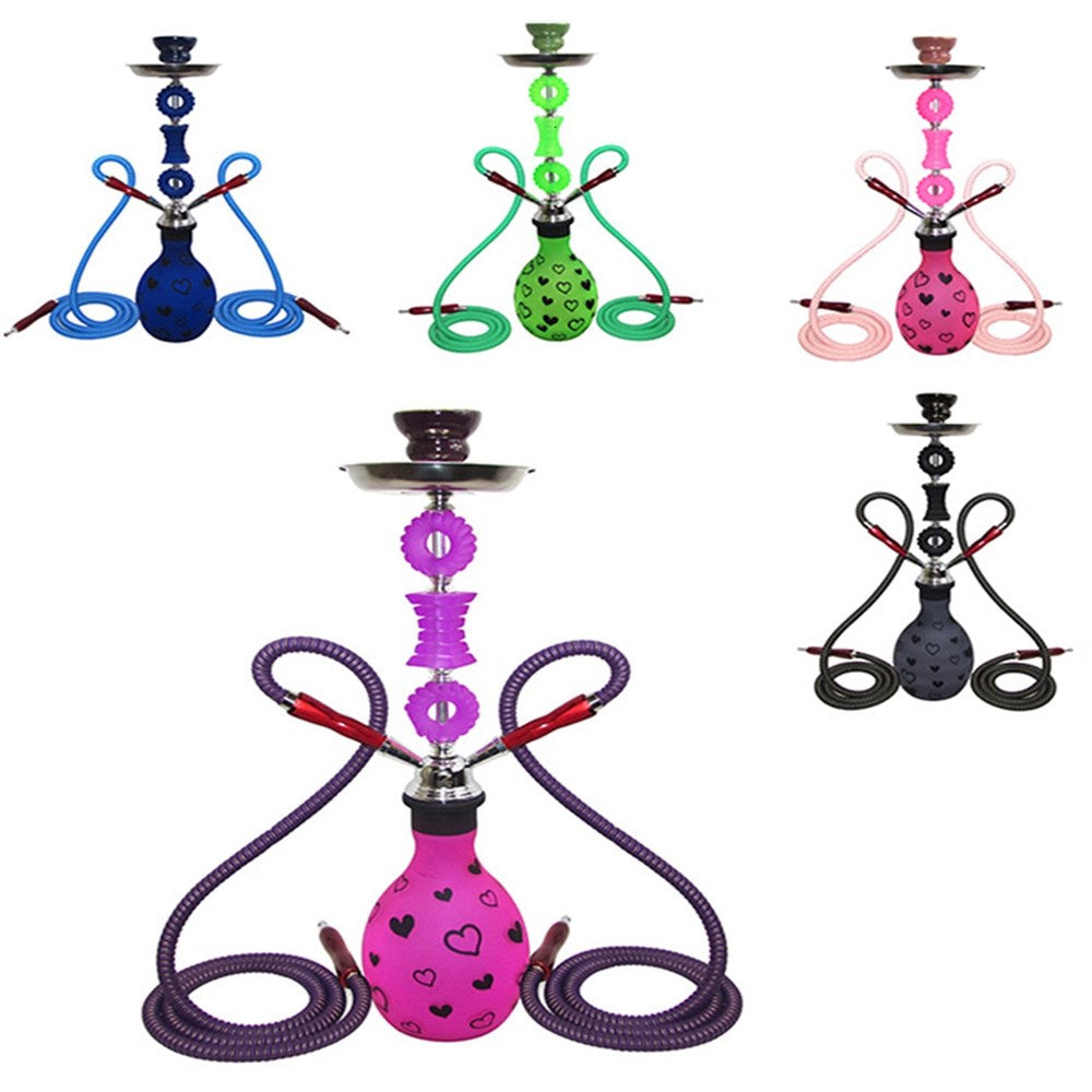 Zebra Smoke Heart 22 Inch Double Hose Hookah - Assorted Colors