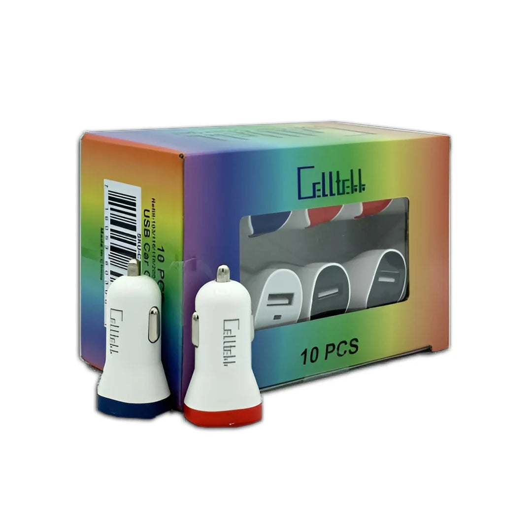 CELLTEKK SQUARE DUAL CAR USB C + USB 10PC