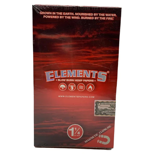 ELEMENT 1 1/4 HEMP ROLLING PAPER MAGNET PCK RED BX