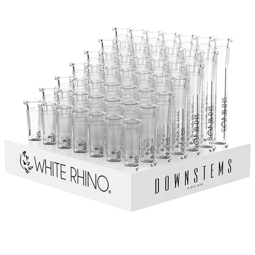 WHITE RHINO GLASS DOWNSTEMS - 49CT DISPLAY