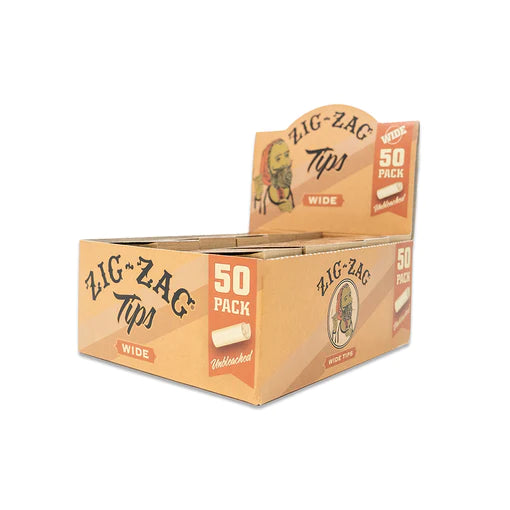 ZIG-ZAG WIDE UNBLEACHED ROLLING TIPS - 50PK