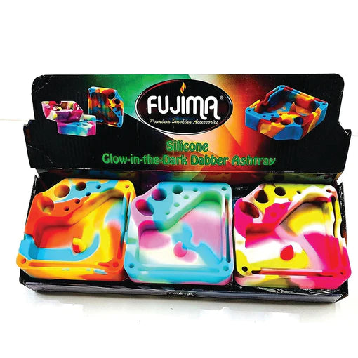 FUJIMA GLOW N' DARK SILICONE DABBER ASHTRAY - 6CT