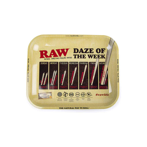 RAW DAZE OF THE WEEK METAL ROLLING TRAY - LARGE