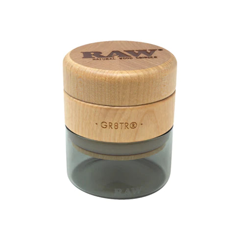 RAW 3PC NATURAL WOOD & GLASS GRINDER