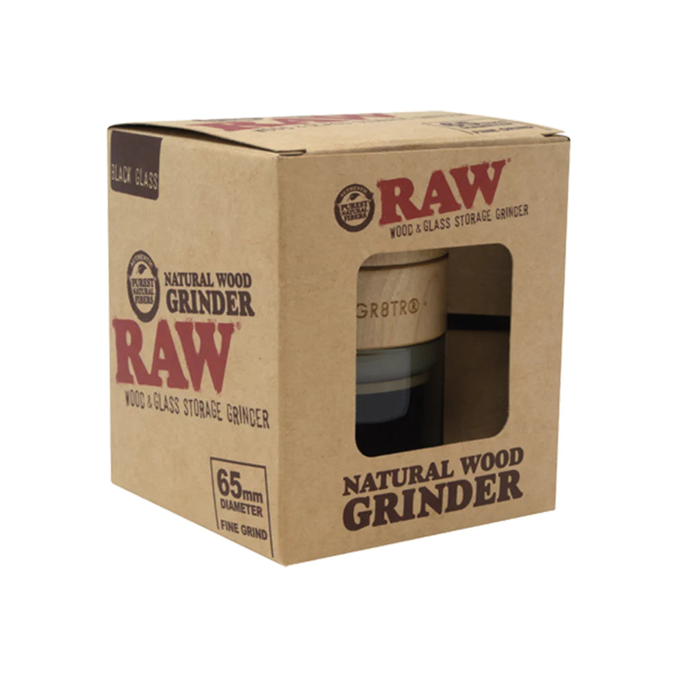 RAW 3PC NATURAL WOOD & GLASS GRINDER