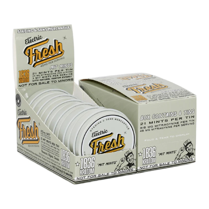 1836 ELECTIC FRESH MIT MINTS POCKET SIZED TINS 6CT