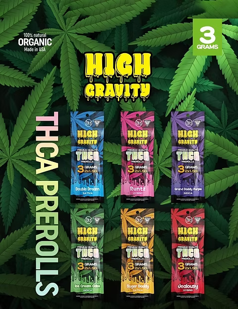 HIGH GRAVITY THCA PREMIUM PRE ROLLS 1.5G 2PK 10CT