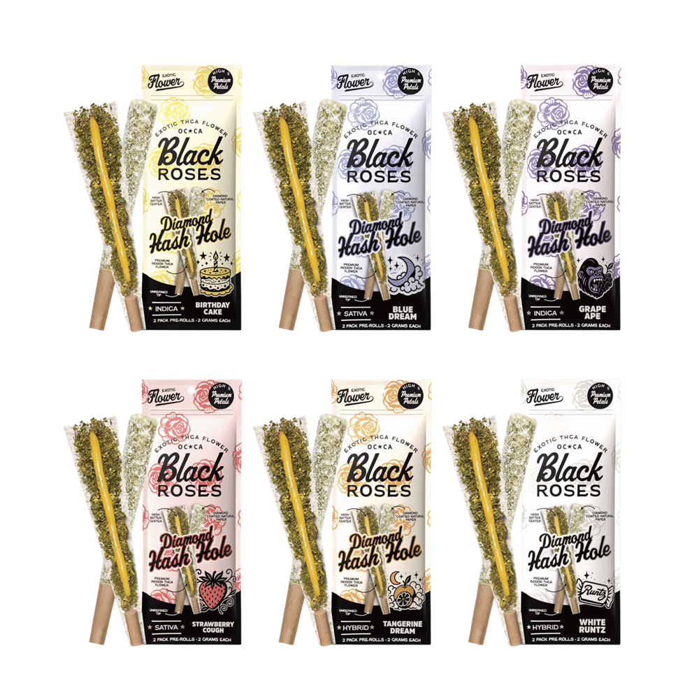 Black Roses THC-A Diamond Hash Hole Pre-Roll, 2pk