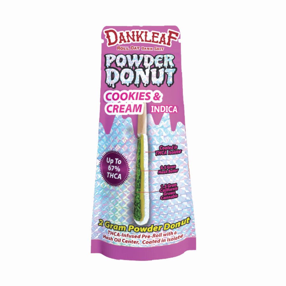 DankLeaf Powder Donut THC-A Hash Hole Pre-Roll, 2g 12CT