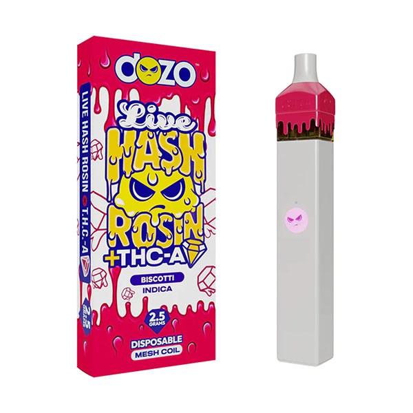 Dozo Live Hash Rosin + THC-A Diamond Disposable, 2.5g/5CT