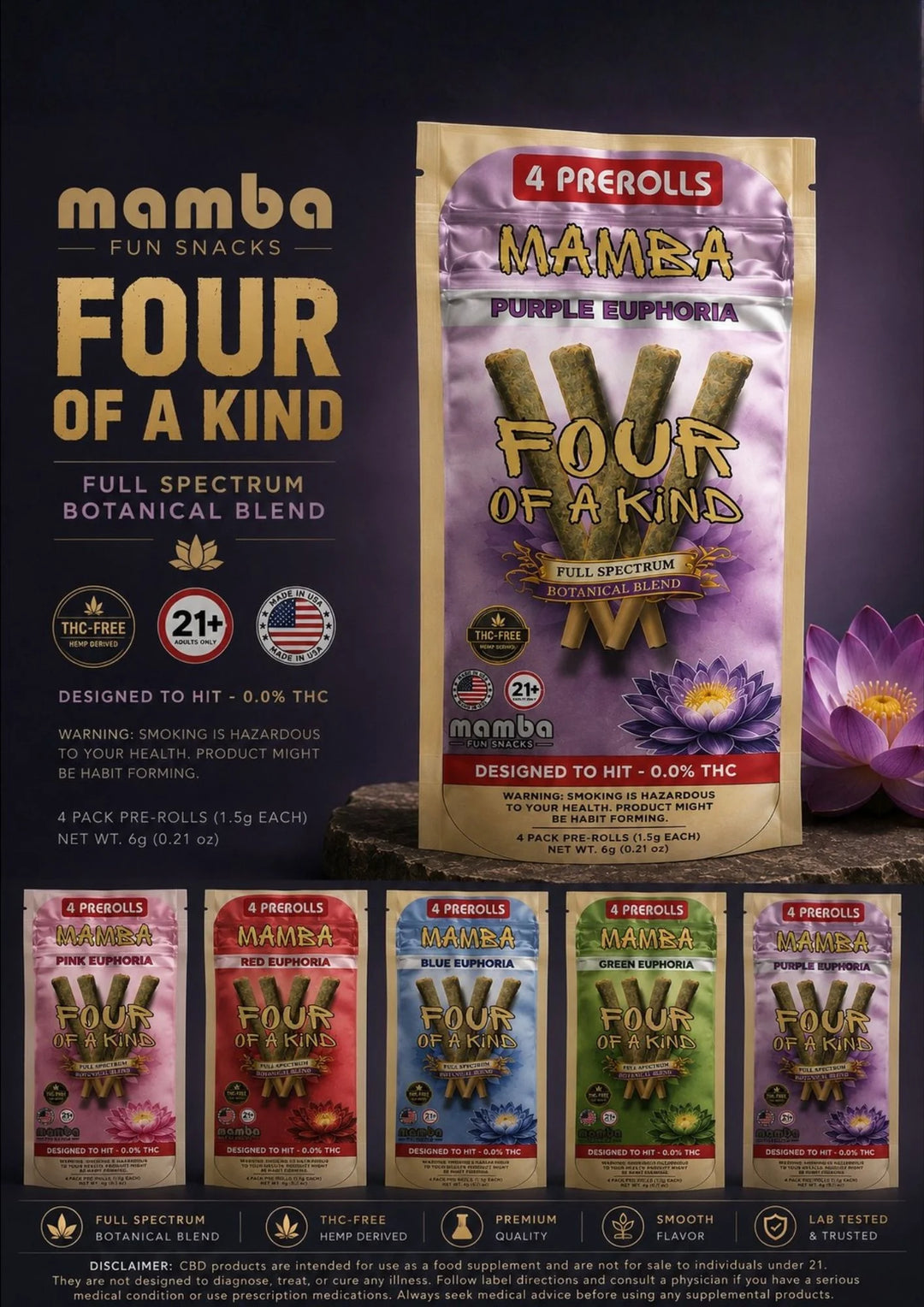 MAMBA FOUR OF A KIND BOTANICAL BLEND 4PK 10CT