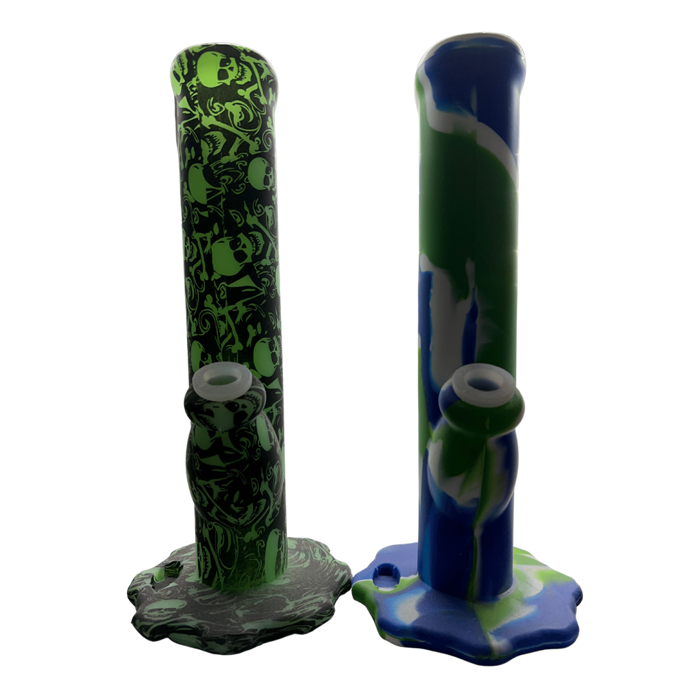 Silicone Small Straight Water Pipe with Lighter Holder