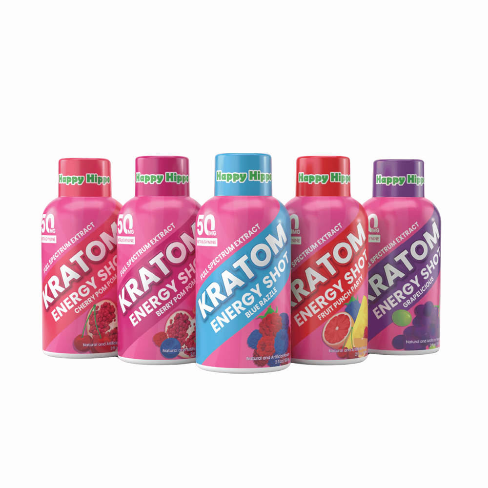 Happy Hippo Kratom Energy Shot + Caffeine, 30ml 12CT