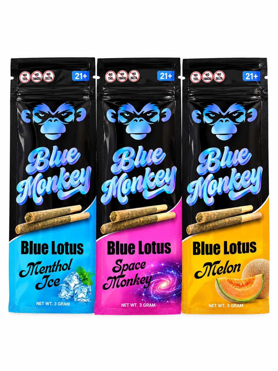 BLUE MONKEY 3GM BLUE LOTUS PRE ROLLS 3G 2PK 10CT