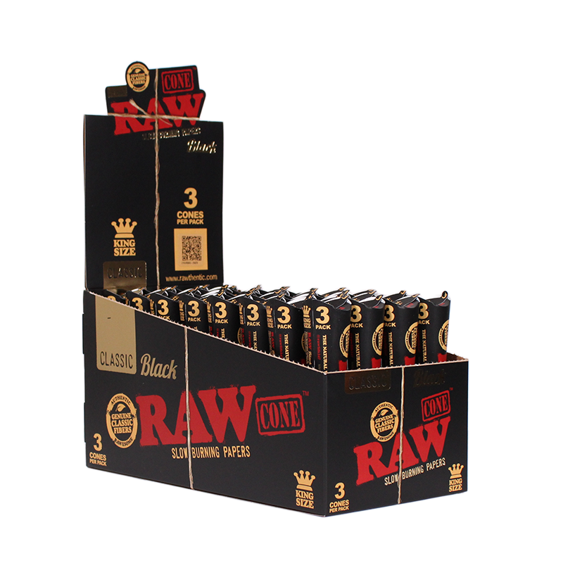 RAW Black Pre-Rolled Cones, 32CT