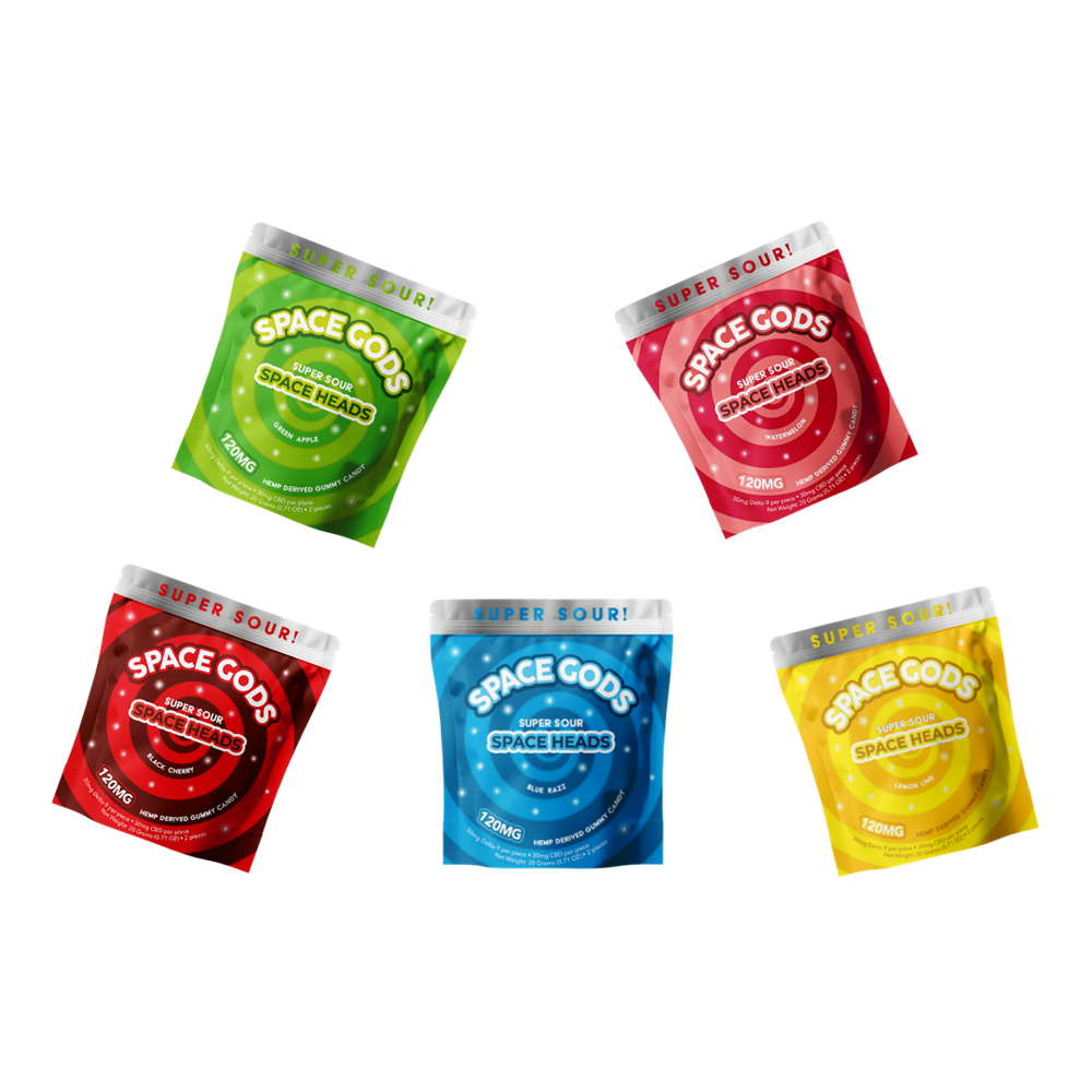 Space Gods Super Sour D9 Space Heads Gummies, 900mg 15ct