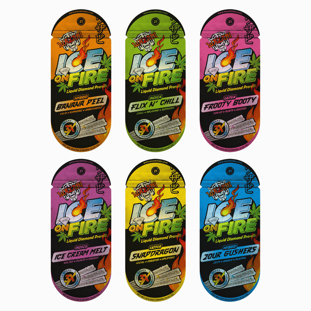 WAZABI Ice on Fire THC-A Pre-Rolls, 3pk