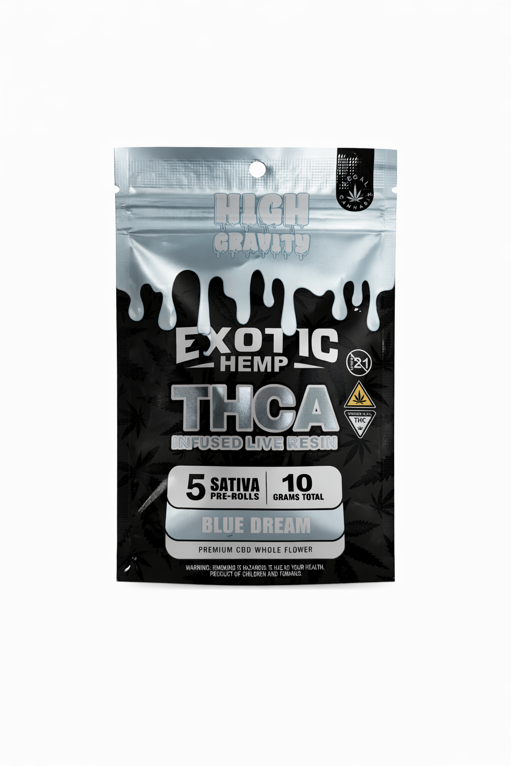 HIGH GRAVITY EXOTIC THCA PRE ROLLS 5PK 10CT