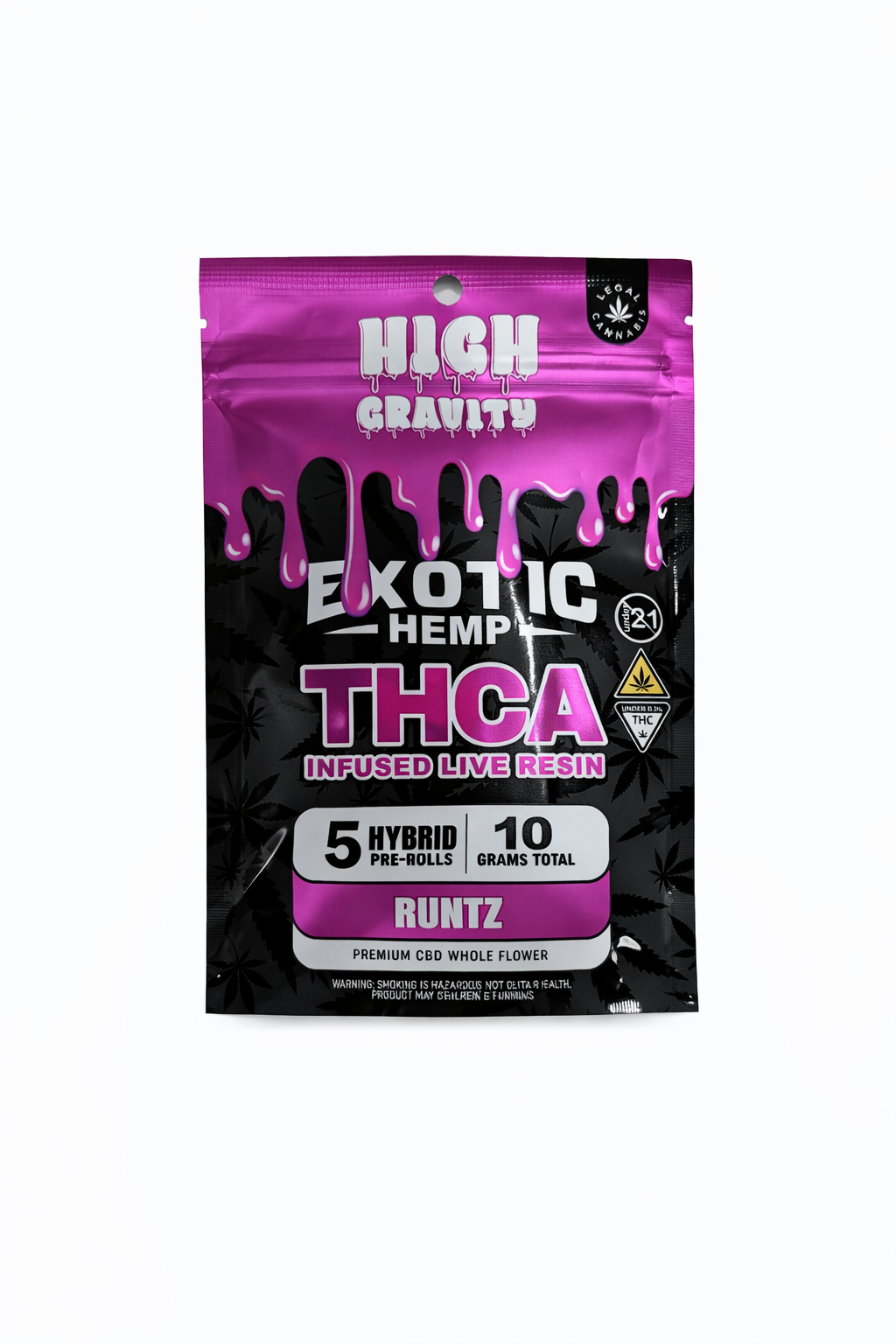 HIGH GRAVITY EXOTIC THCA PRE ROLLS 5PK 10CT