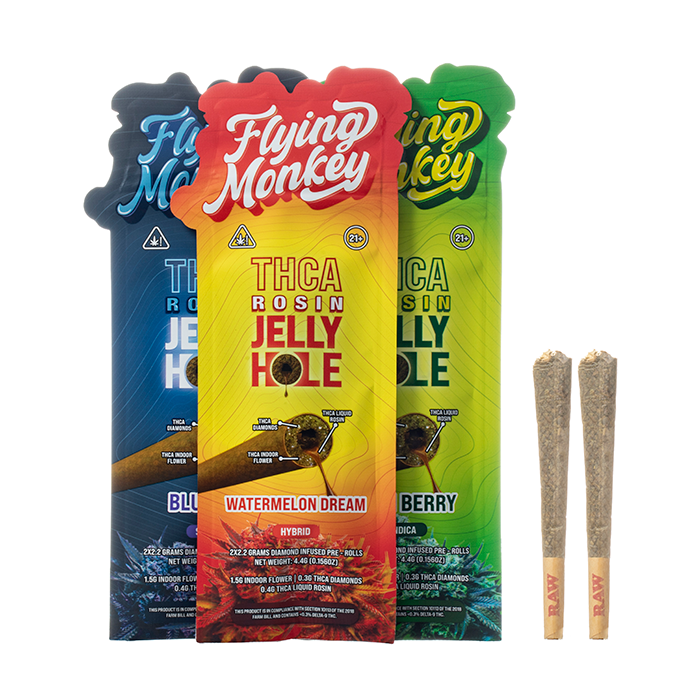 FLYING MONKEY THCA ROSIN JELLY HOLE PREROLLS 2PK 10CT