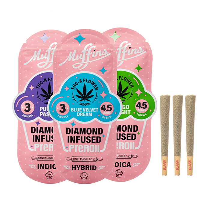 MUFFINS DIAMOND INFUSED PRE ROLLS 3PK 4.5G 10CT